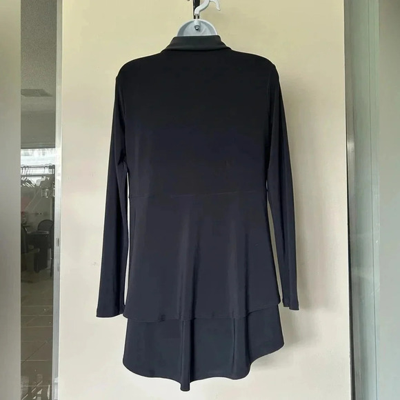 Sympli Charm knit tunic gray button front layered hem long sleeve Size 6 - Picture 3 of 9